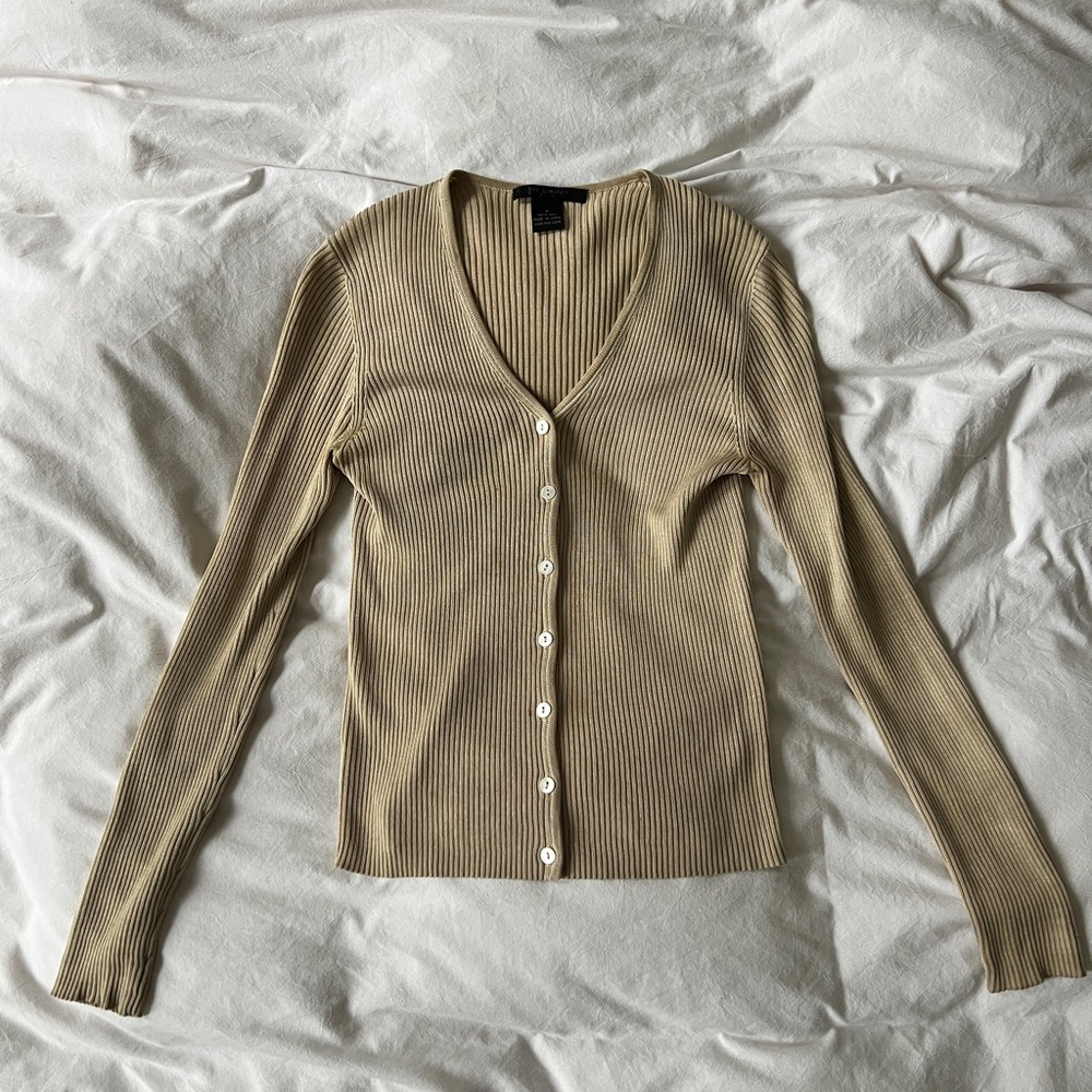 Silk Tan Ribbed Sweater